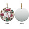Sugar Skulls & Flowers Ceramic Flat Ornament - Circle Front & Back (APPROVAL)
