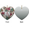Sugar Skulls & Flowers Ceramic Flat Ornament - Heart Front & Back (APPROVAL)