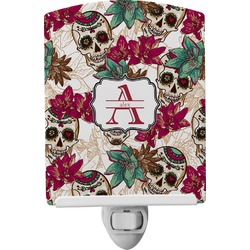 Sugar Skulls & Flowers Ceramic Night Light (Personalized)