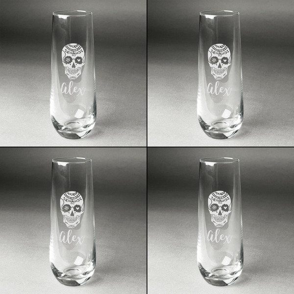 Sugar Skulls & Flowers Champagne Flute - Set of 4 - Approval