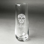 Sugar Skulls & Flowers Champagne Flute - Stemless Engraved (Personalized)