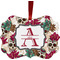 Sugar Skulls & Flowers Metal Frame Ornament - Double Sided w/ Name and Initial