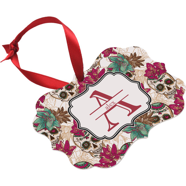 Sugar Skulls & Flowers Christmas Ornament
