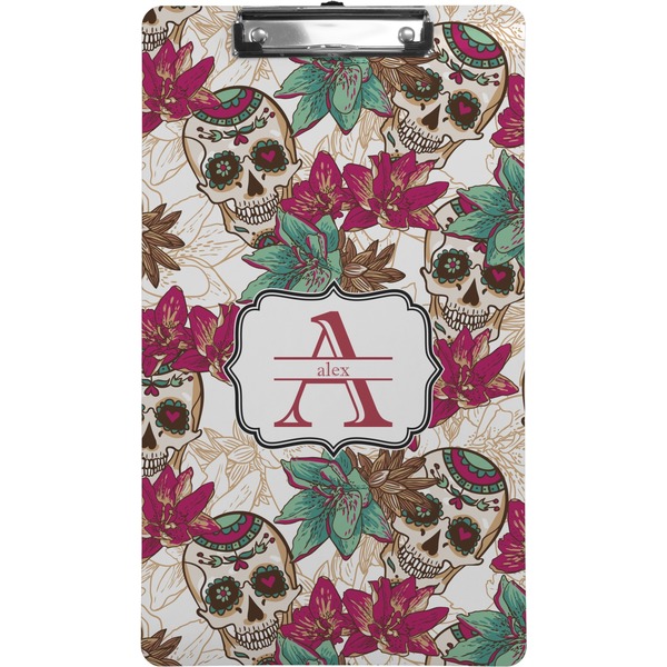 Custom Sugar Skulls & Flowers Clipboard (Legal Size) (Personalized)