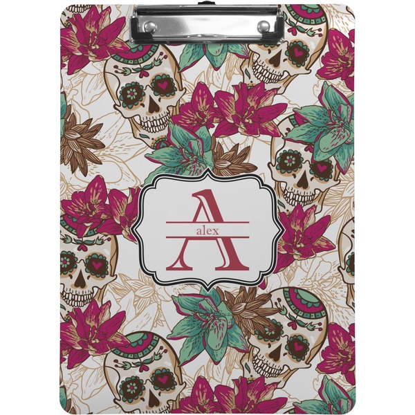 Custom Sugar Skulls & Flowers Clipboard (Letter Size) (Personalized)