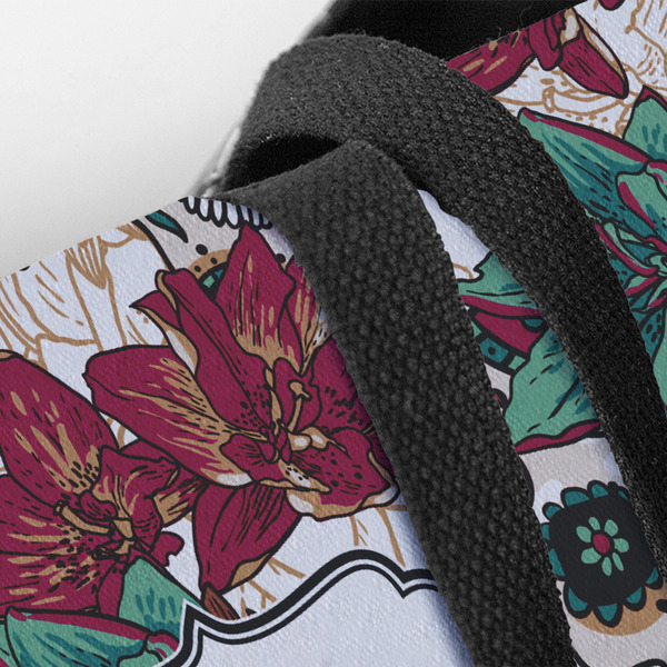 Sugar Skulls & Flowers Closeup of Tote w/Black Handles