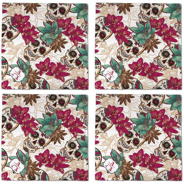 Sugar Skulls & Flowers Cloth Napkins - Personalized Dinner (APPROVAL) Set of 4
