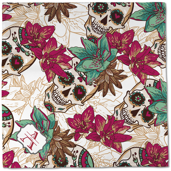 Sugar Skulls & Flowers Cloth Napkins - Personalized Dinner (Full Open)