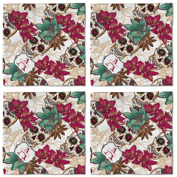 Sugar Skulls & Flowers Cloth Napkins - Personalized Lunch (APPROVAL) Set of 4