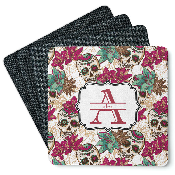 Sugar Skulls & Flowers Coaster Rubber Back - Main