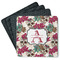 Sugar Skulls & Flowers Square Rubber Backed Coasters - Set of 4 (Personalized)