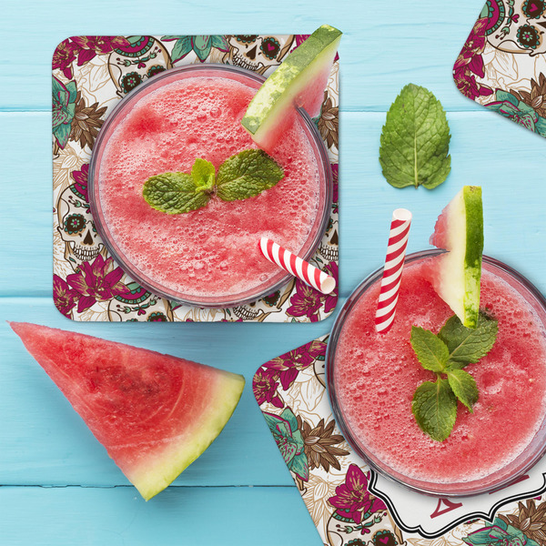 Sugar Skulls & Flowers Coaster Set - LIFESTYLE