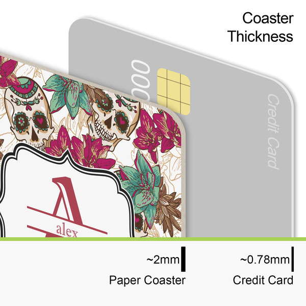 Sugar Skulls & Flowers Coaster Thickness