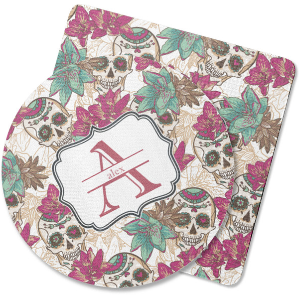 Custom Sugar Skulls & Flowers Rubber Backed Coaster (Personalized)