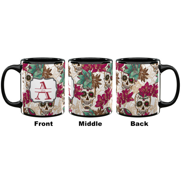 Sugar Skulls & Flowers Coffee Mug - 11 oz - Black APPROVAL