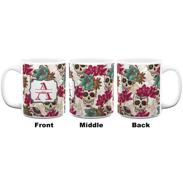 Sugar Skulls & Flowers Coffee Mug - 11 oz - White APPROVAL