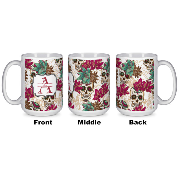 Sugar Skulls & Flowers Coffee Mug - 15 oz - White APPROVAL
