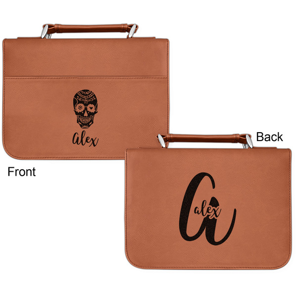 Sugar Skulls & Flowers Cognac Leatherette Bible Covers - Small Double Sided Apvl