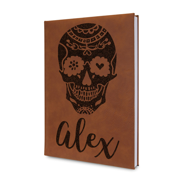 Custom Sugar Skulls & Flowers Leatherette Journal - Single Sided (Personalized)