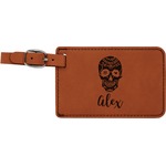 Sugar Skulls & Flowers Leatherette Luggage Tag (Personalized)