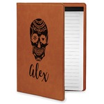 Sugar Skulls & Flowers Leatherette Portfolio with Notepad - Small - Double Sided (Personalized)