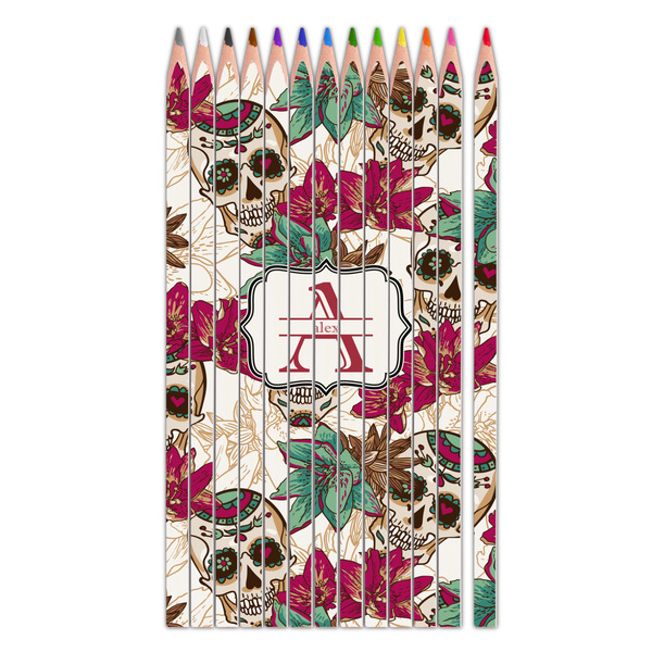 Custom Sugar Skulls & Flowers Colored Pencils (Personalized)