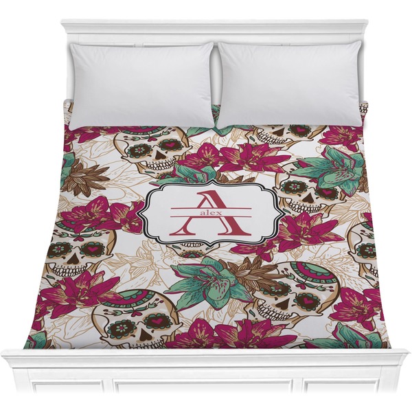 Custom Sugar Skulls & Flowers Comforter - Full / Queen (Personalized)