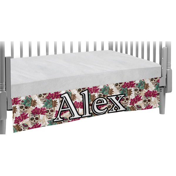 Custom Sugar Skulls & Flowers Crib Skirt (Personalized)