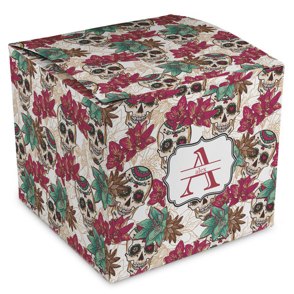 Custom Sugar Skulls & Flowers Cube Favor Gift Boxes (Personalized)