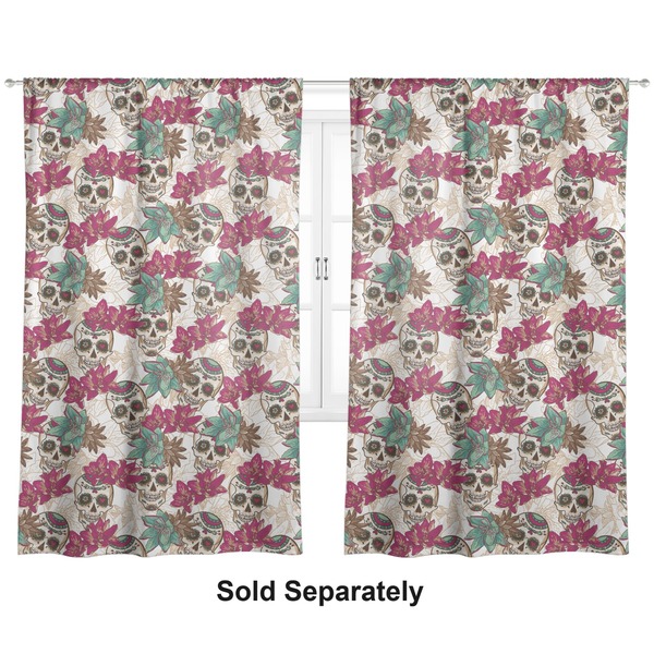 Sugar Skulls & Flowers Curtain 112x80 - Lined