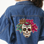 Sugar Skulls & Flowers Twill Iron On Patch - Custom Shape - 3XL