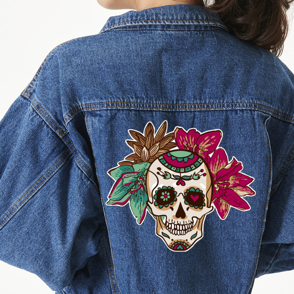Custom Sugar Skulls & Flowers Twill Iron On Patch - Custom Shape - 3XL
