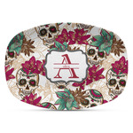 Sugar Skulls & Flowers Plastic Platter - Microwave & Oven Safe Composite Polymer (Personalized)