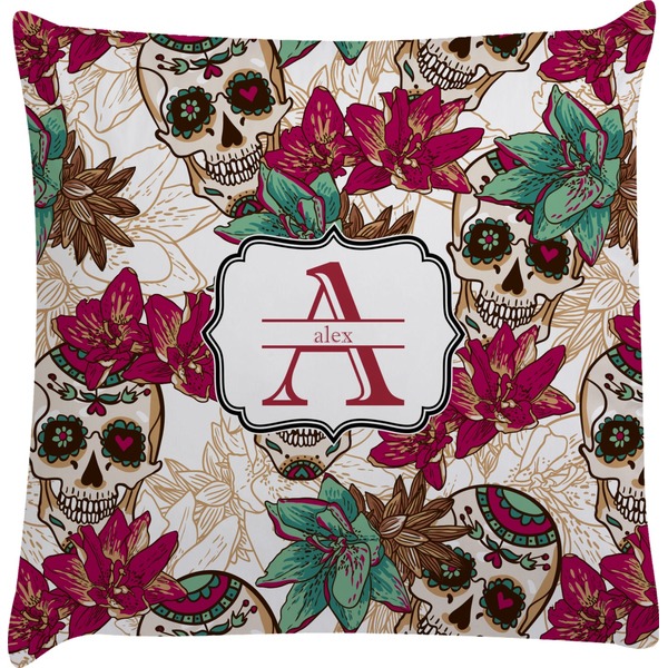 Custom Sugar Skulls & Flowers Decorative Pillow Case (Personalized)