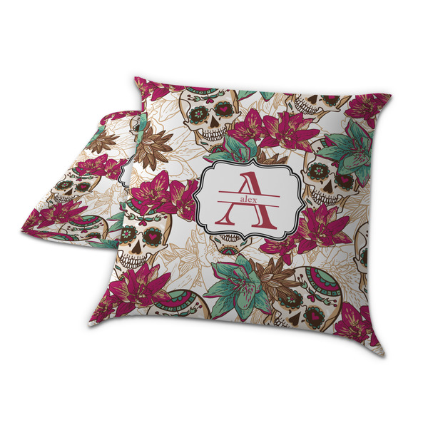 Sugar Skulls & Flowers Decorative Pillow Case - TWO