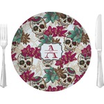 Sugar Skulls & Flowers Glass Lunch / Dinner Plate 10" (Personalized)