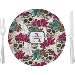 Sugar Skulls & Flowers 10" Glass Lunch / Dinner Plates - Single or Set (Personalized)