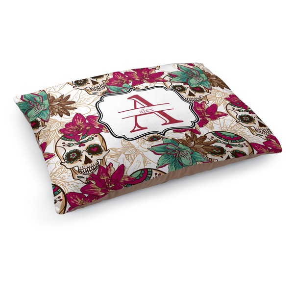 Custom Sugar Skulls & Flowers Dog Bed - Medium w/ Name and Initial