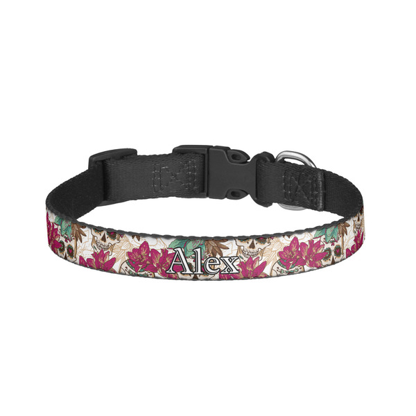 Custom Sugar Skulls & Flowers Dog Collar - Large (Personalized)