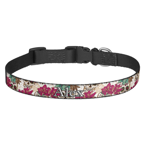Custom Sugar Skulls & Flowers Dog Collar (Personalized)