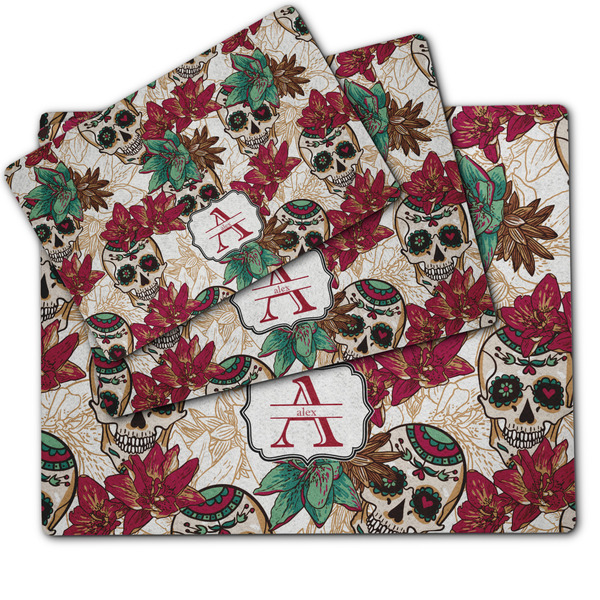 Sugar Skulls & Flowers Dog Food Mat - MAIN (sm, med, lrg)