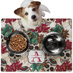 Sugar Skulls & Flowers Dog Food Mat - Medium w/ Name and Initial