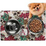 Sugar Skulls & Flowers Dog Food Mat - Small w/ Name and Initial