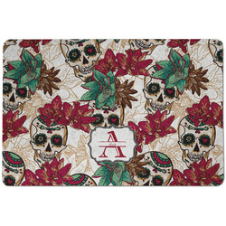 Sugar Skulls & Flowers Dog Food Mat w/ Name and Initial
