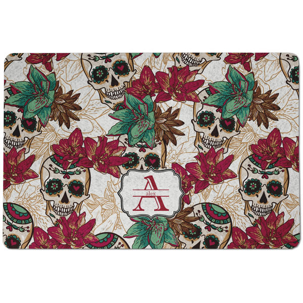 Sugar Skulls & Flowers Dog Food Mat - Small without bowls