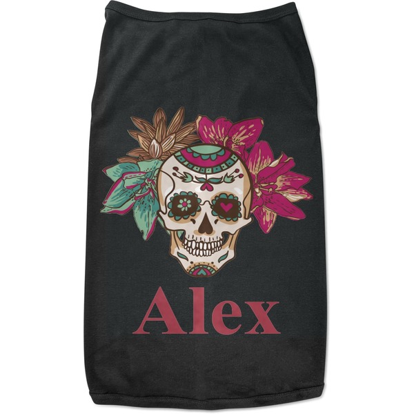 Custom Sugar Skulls & Flowers Black Pet Shirt (Personalized)