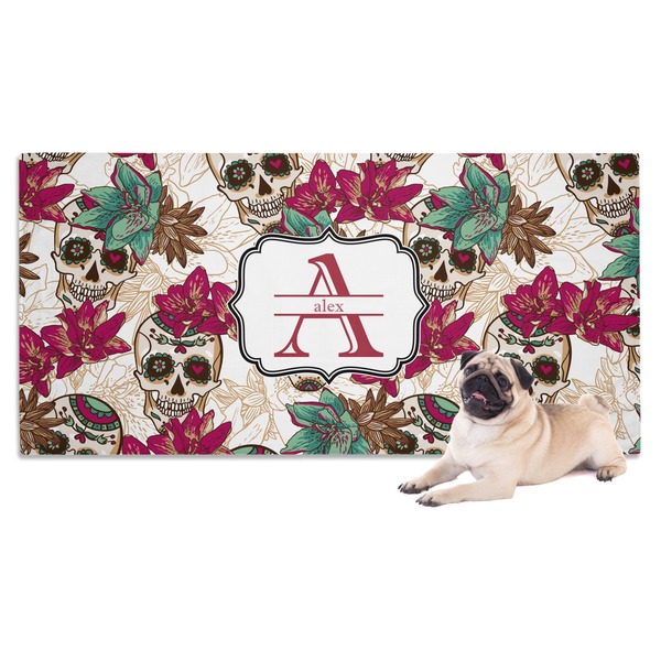 Custom Sugar Skulls & Flowers Dog Towel (Personalized)