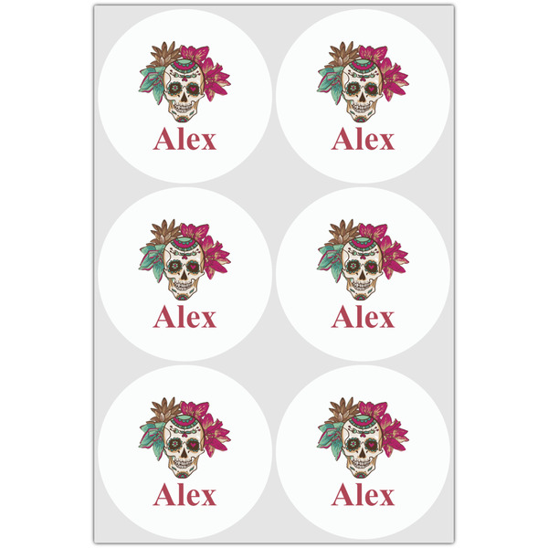 Sugar Skulls & Flowers Drink Topper - Large - Set of 6