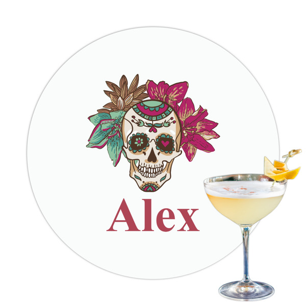 Custom Sugar Skulls & Flowers Printed Drink Topper (Personalized)
