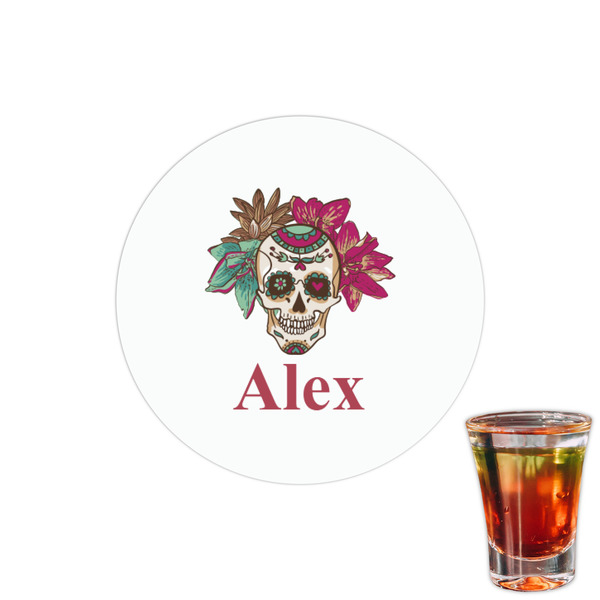 Custom Sugar Skulls & Flowers Printed Drink Topper - 1.5" (Personalized)